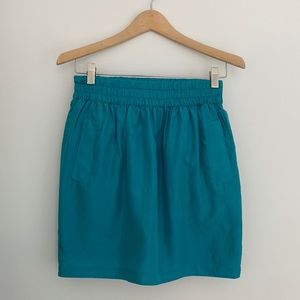 Teal cotton-silk blend skirt